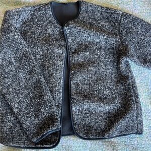 Uniqlo Black and Gray Teddy Jacket